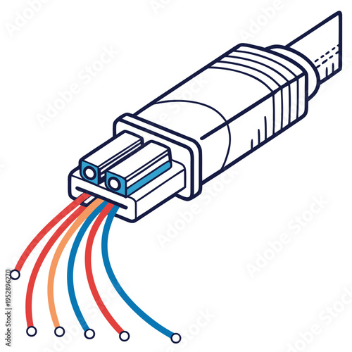 A cable with multiple colored wires