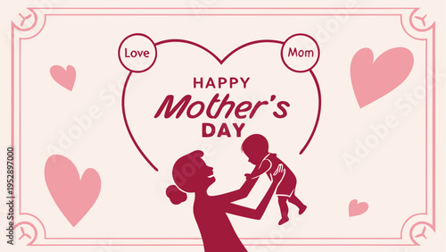 Mother's Day greeting card vector illustration