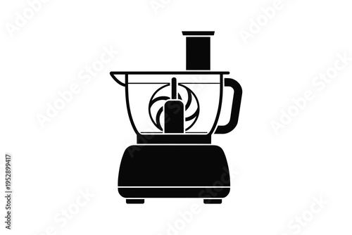 Black and white food processor icon - Food processor silhouette icon illustration