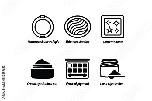 Matte Eyeshadow Single Icon Cosmetic Compact Container - Shimmer Shadow Makeup Round Container Icon