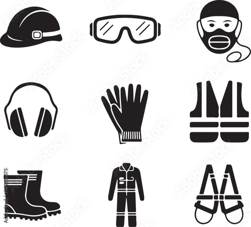 Various personal protective equipment icons for ensuring safety in hazardous work environments