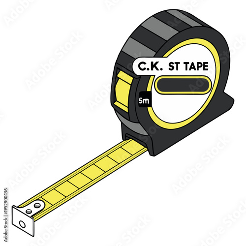 Yellow tape measure isolated on white background tool for measuring length and construction.