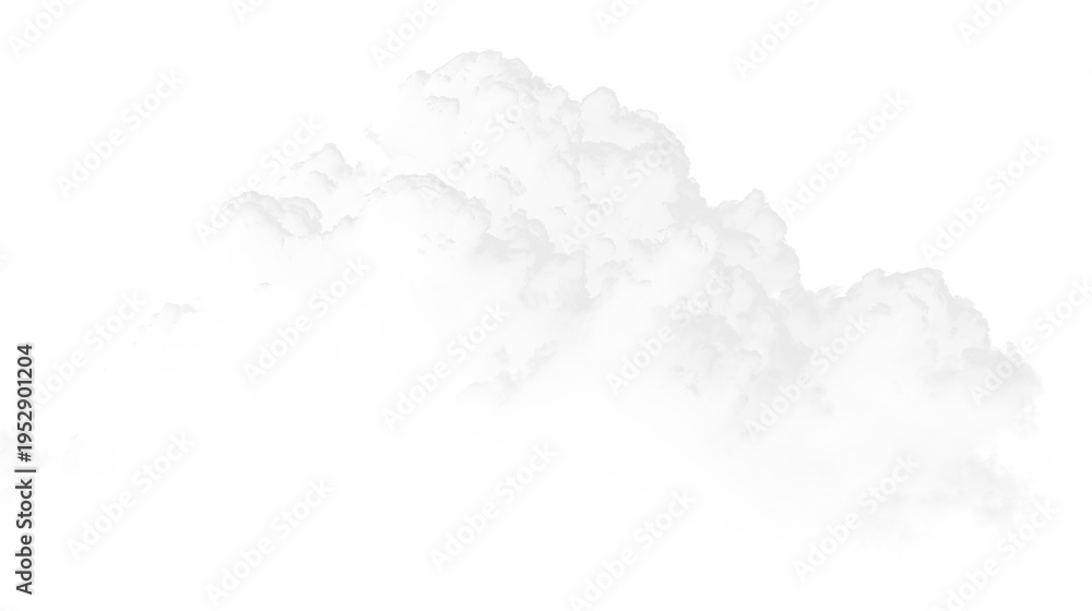 Obraz premium White fluffy cloud on a transparent background floating in the sky during a sunny day