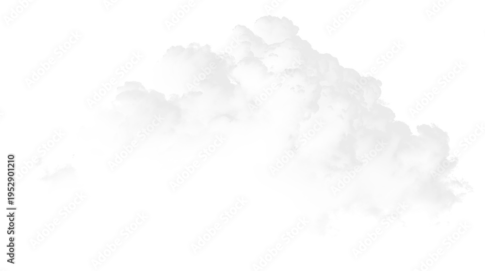 Fototapeta premium White cloud floating against a transparent background during a clear day in a blue sky above the earth