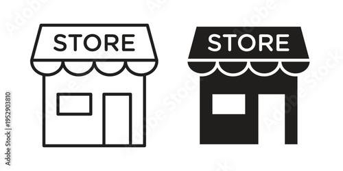Store icon simple outline style. Editable stroke EPS 10