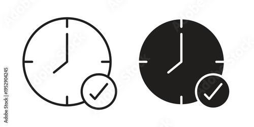 Time check icon simple outline style. Editable stroke EPS 10