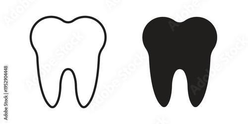 Tooth icon simple outline style. Editable stroke EPS 10