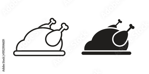 Turkey icon simple outline style. Editable stroke EPS 10