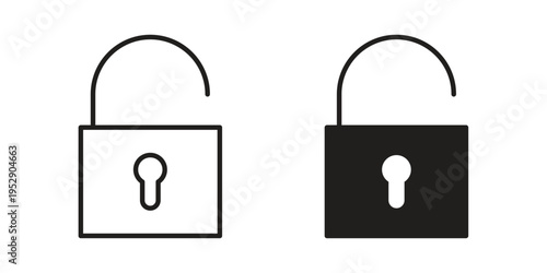 Unlock icon simple outline style. Editable stroke EPS 10