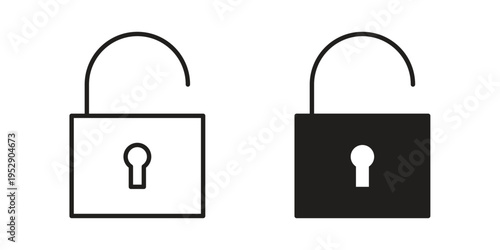 Unlock icon simple outline style. Editable stroke EPS 10