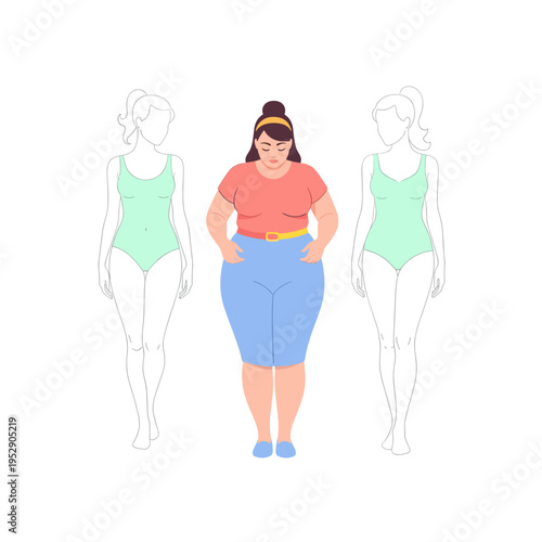 Overweight woman standing confidently in casual outfit with style  