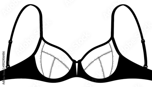A black bra silhouette illustration on a white background