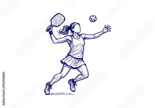Pickleball hand drawn simple sketch vector illustration