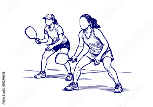 Pickleball hand drawn simple sketch vector illustration