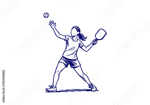 Pickleball hand drawn simple sketch vector illustration