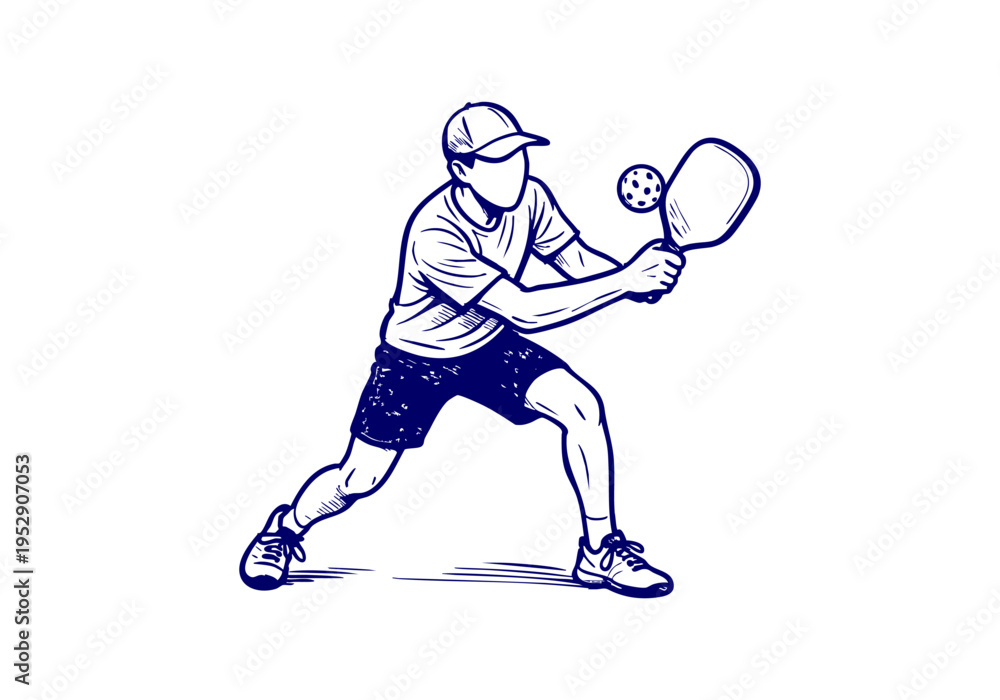 Fototapeta premium Pickleball hand drawn simple sketch vector illustration
