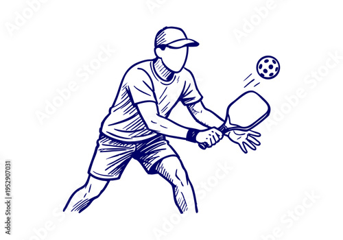 Pickleball hand drawn simple sketch vector illustration