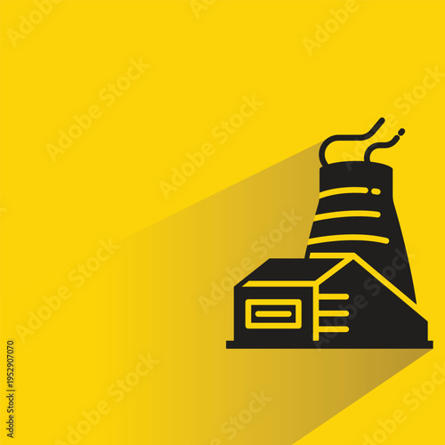 nuclear power plant icon with shadow on yellow background