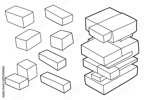 Geometric Blocks 3D Shapes Vector Illustration