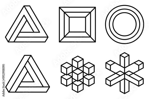 Geometric Shape 3D Icon Vector Illustration