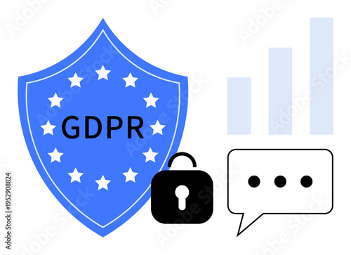 GDPR concept. GDPR compliance ensures data protection and privacy in communication. GDPR also s secure data handling. Ideal for legal, cybersecurity, and data-driven industries. data privacy