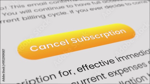 Mouse Cursor Clicking 'Cancel Subscription' button animation isolated on white background