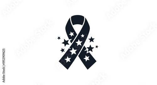Black Ribbon with Stars Symbol Awareness.