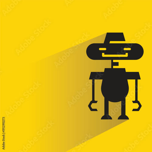 robot avatar with shadow on yellow background