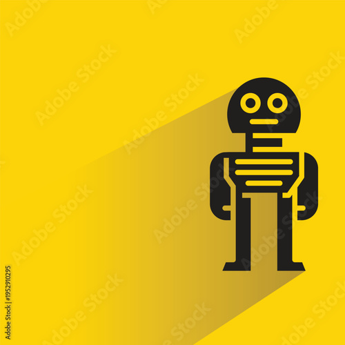 robot avatar with shadow on yellow background
