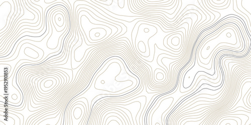 Abstract Minimalist Topographic Map Pattern with Flowing Beige Contour Lines on Transparent Background, Organic Wavy Shapes and Seamless Geographic Design Texture.
