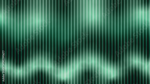 Abstract emerald green vertical bars with fractal glass texture and wavy light effects. Modern, vibrant, and energetic background for digital design.