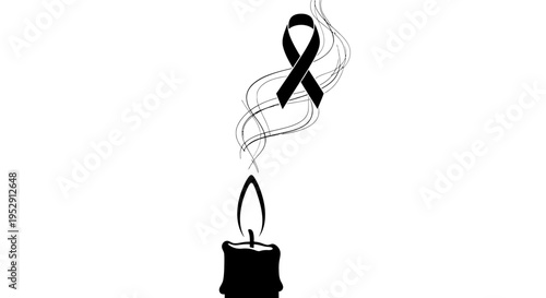 Black Ribbon on Candle Smoke Mourning.