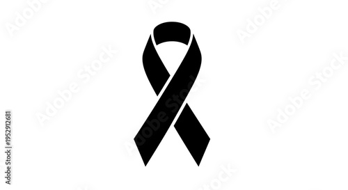 Black Ribbon Symbol Mourning and Awareness.
