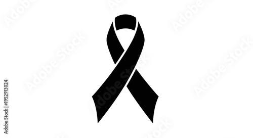 Black Ribbon Symbol Mourning Memorial Awareness.
