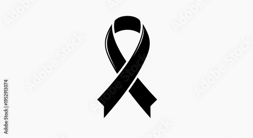 Black Ribbon Symbolizing Mourning and Grief.