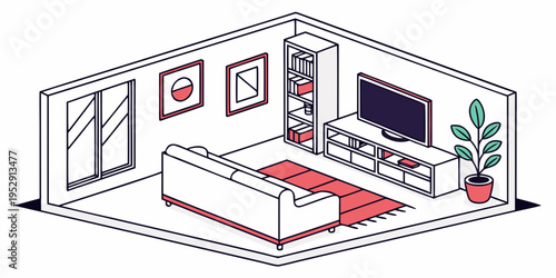 A cozy bedroom interior with a bed, television, and various decorations.