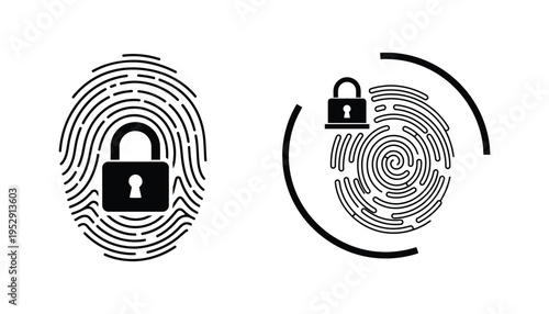 A fingerprint icon with a padlock for security and protection