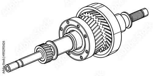 Detailed diagram of a mechanical gear system with multiple components.