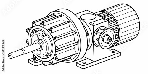 A detailed diagram of a mechanical gear system with various components and parts.