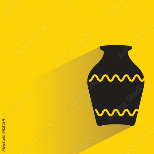 ceramic jar icon with shadow on yellow background