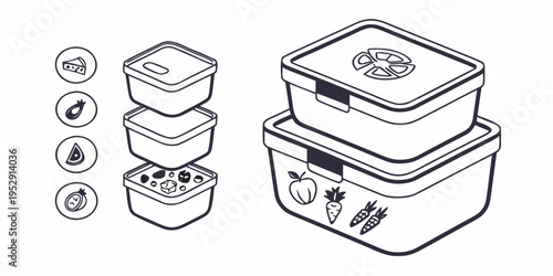 A variety of plastic containers with different compartments for meal prep and storage.