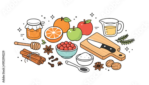 A vibrant illustration of food ingredients for a healthy recipe