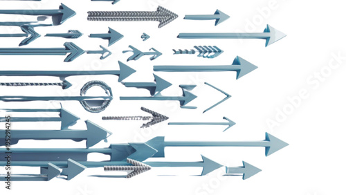 A simple vector set of blue and white arrows showing different directions in clean icon and design styles