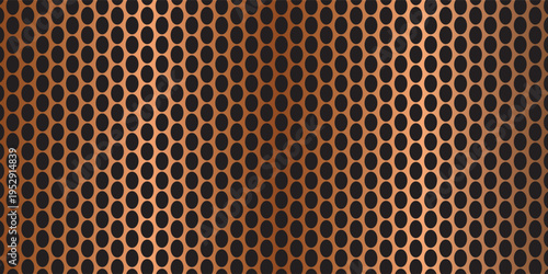 Wide metallic copper or bronze gradient speaker grille or metal mesh vector background