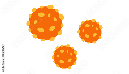 Virus orange illustration with yellow spots on white background