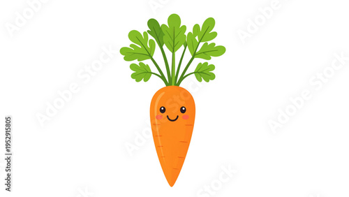 Cute Carrot Cartoon Icon Healthy Vegetable Flat Vector Illustration
