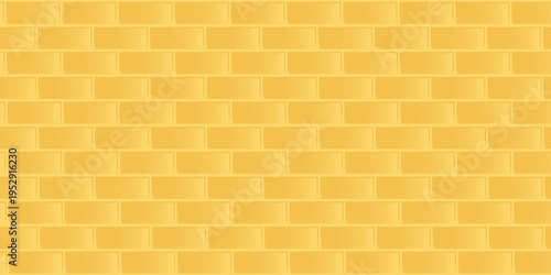 Gold brick wall background, flat vector illustration