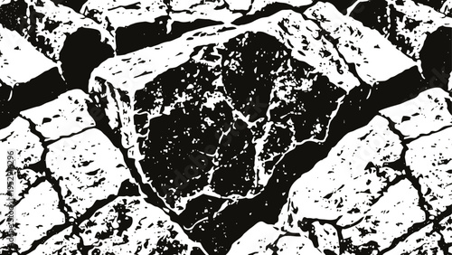 close up of jagged black rock formation with textured cracks and sharp edges