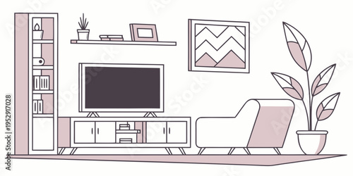 A cozy living room with a large television and a comfortable chaise lounge