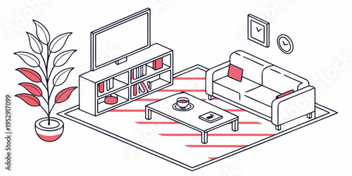 Modern living room with a large window and a comfortable sofa.